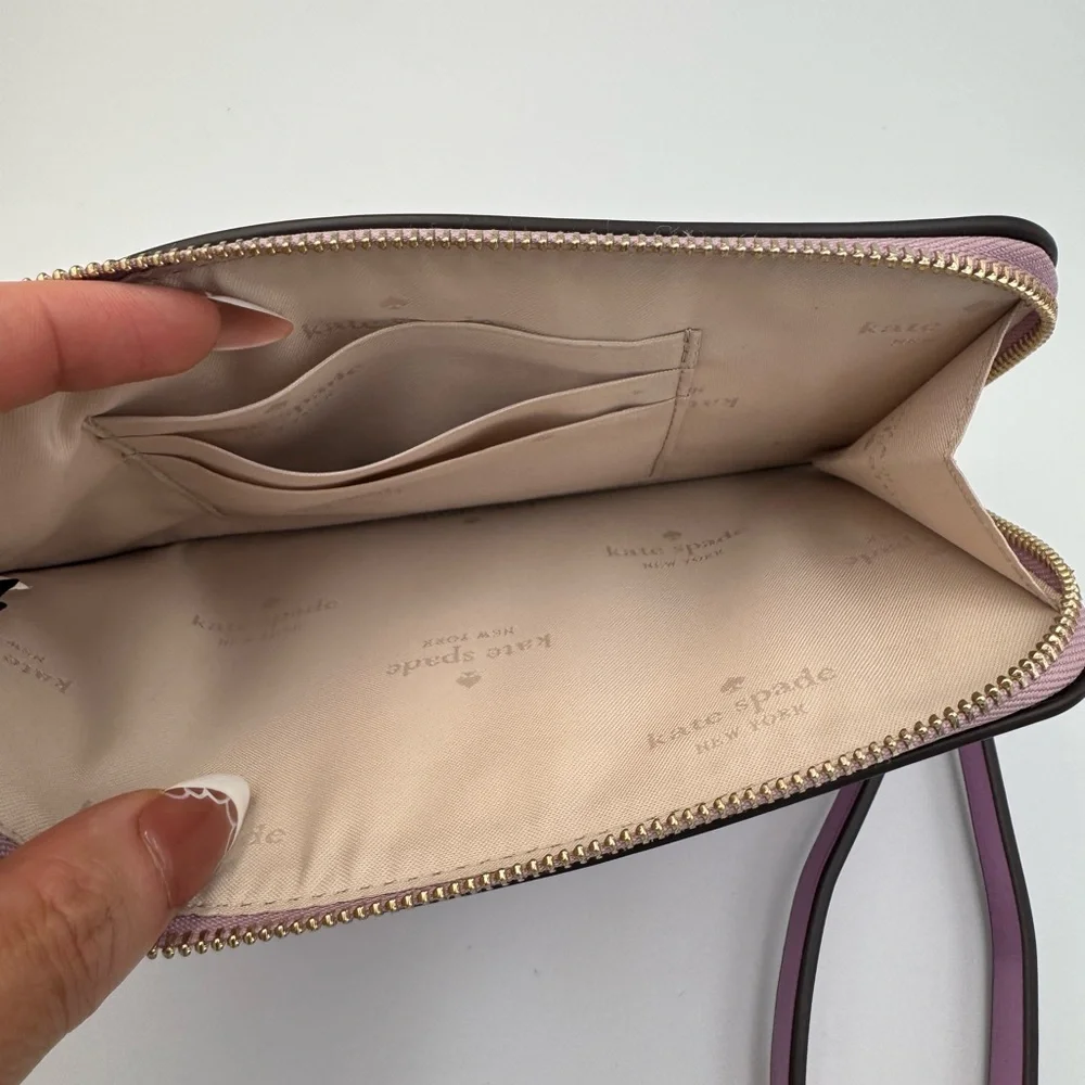 Share Kate Spade Pink Metallic Wristlet Clutch Wallet Zip‎ Pouch